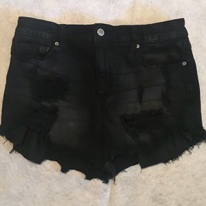 Eunina black denim distressed shorts